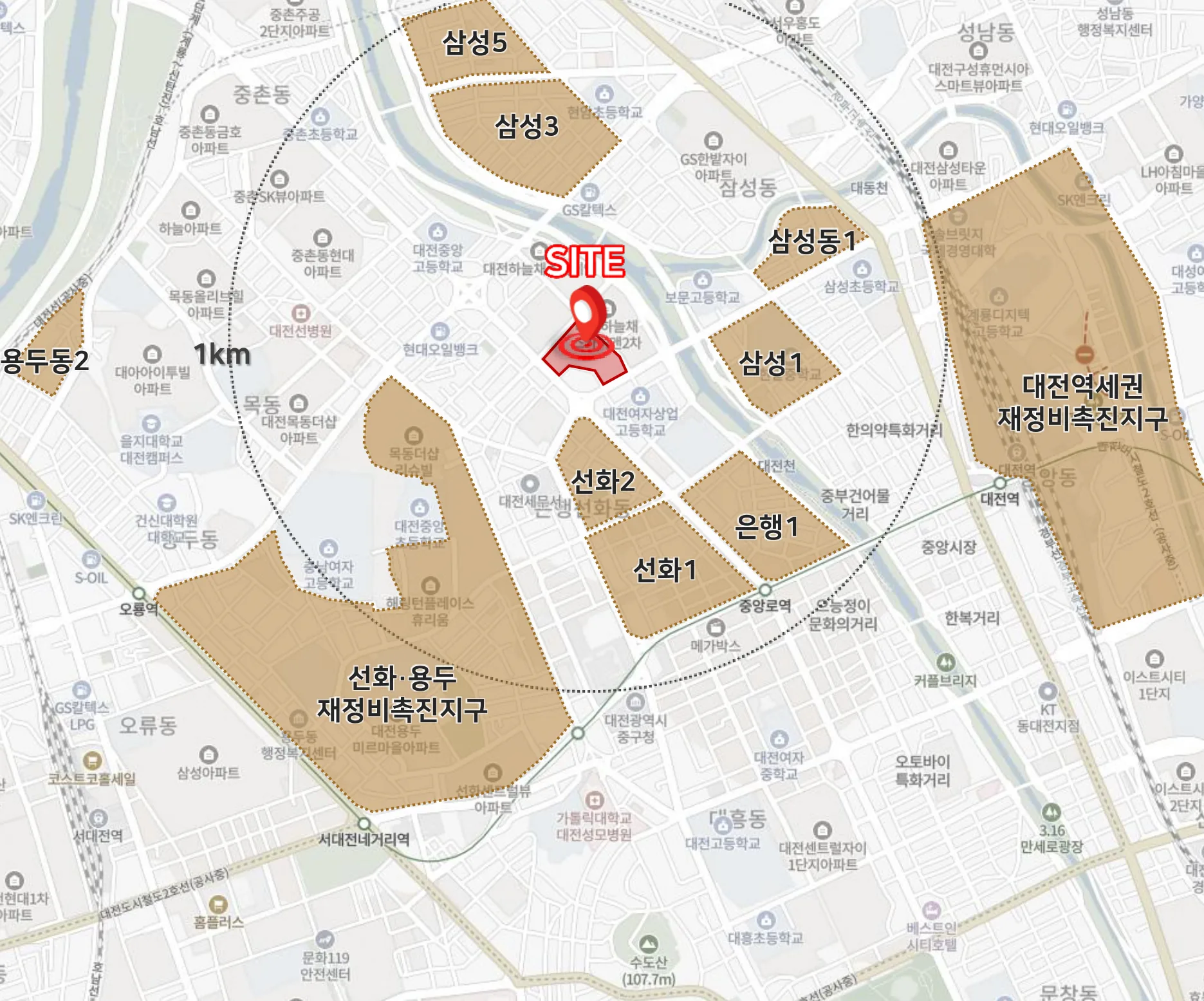 대전 하늘채 루시에르 입지환경 - 사업지 인근 재개발 재건축 정비사업